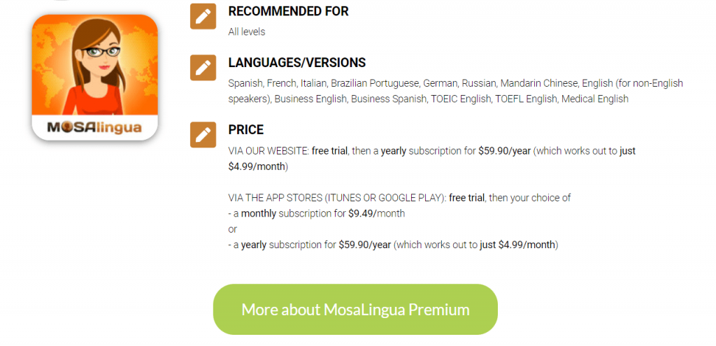 Mosalingua Pricing