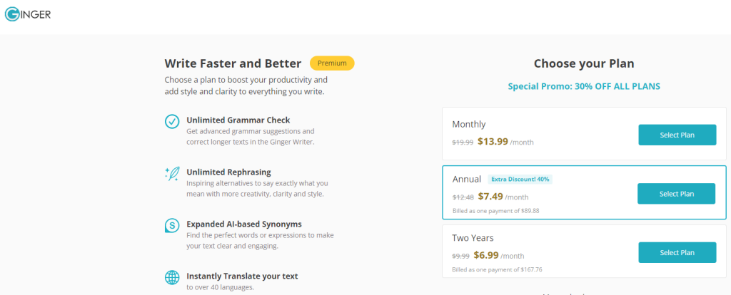 Ginger Pricing Plans