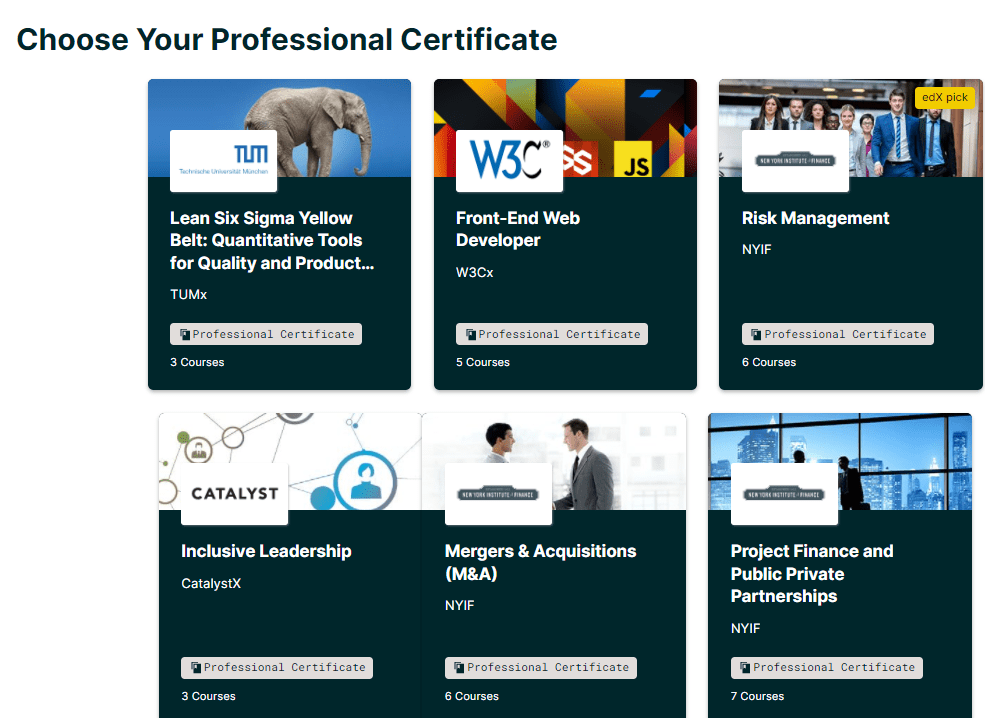 edX Pricing - Professional Certificate