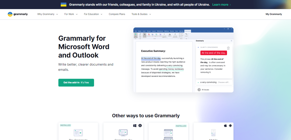 Grammarly MS Word Integration