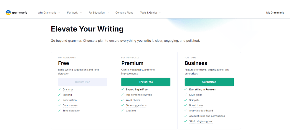 Grammarly Pricing Plan