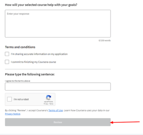 Coursera- Click on the review button