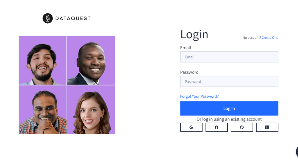 Dataquest- Create an account