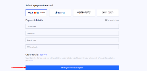 Dataquest- Inter your payment details 