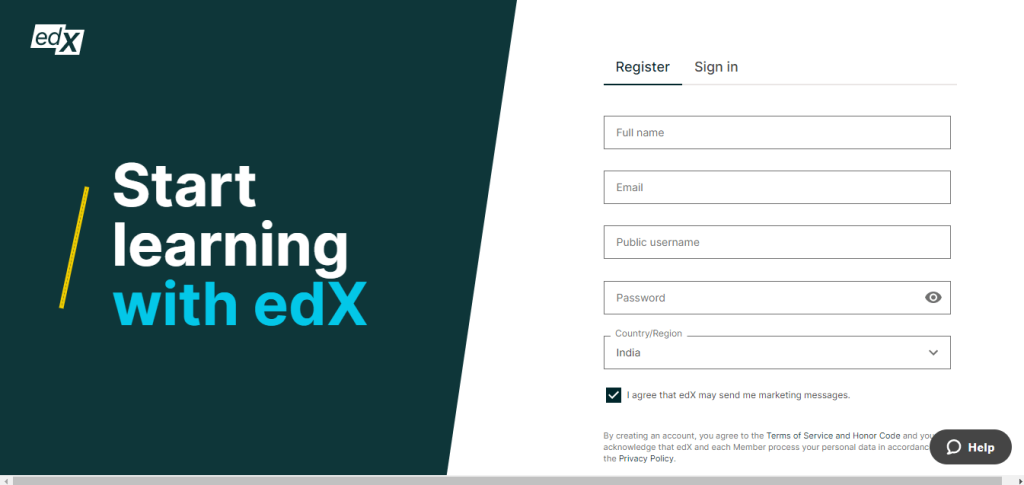 edX - Create an account