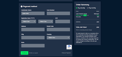 Datacamp- Fill your payment details