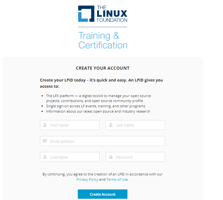  Linux foundation- Create an account