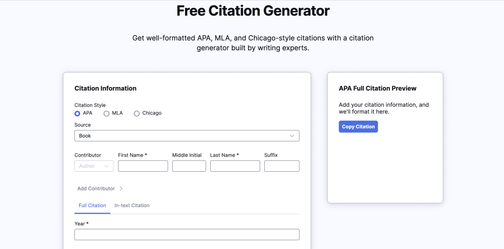 Grammarly Citiation generator