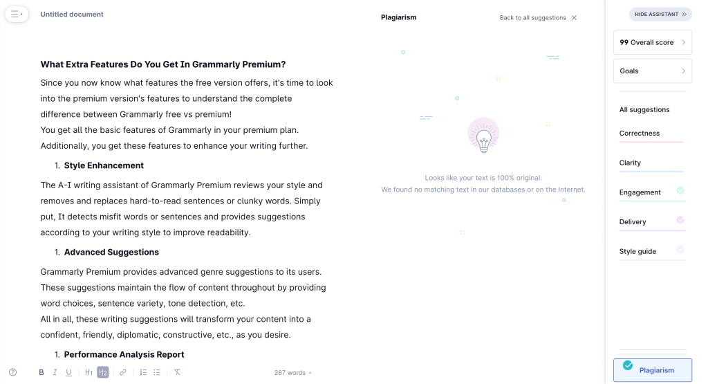 Grammarly plagiarism checker